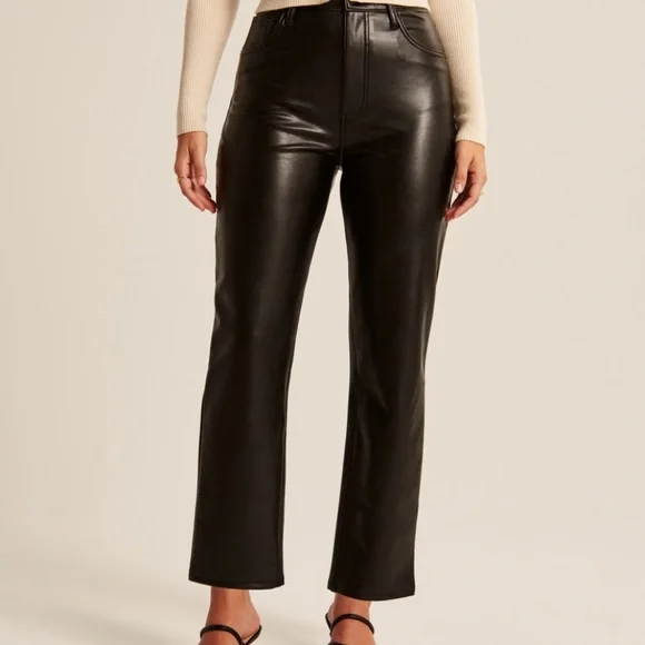 Abercrombie Black Vegan Leather Pants - Picture 1 of 3